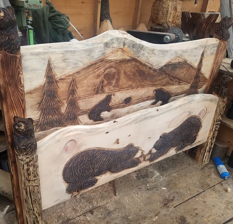 ed headboard and footboard by Kerr Chainsaw Carving